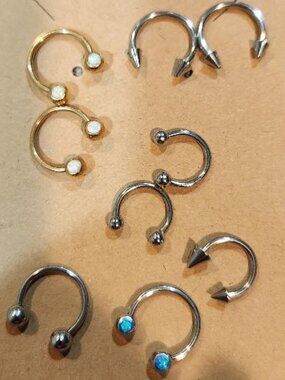Lot of 9 Body Piercings Horseshoe Rings